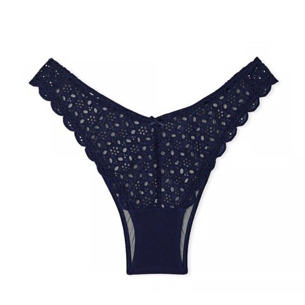 NWT Victoria's Secret Dream Angels Eyelet Brazilian Panty Sz‎ M - Navy Blue